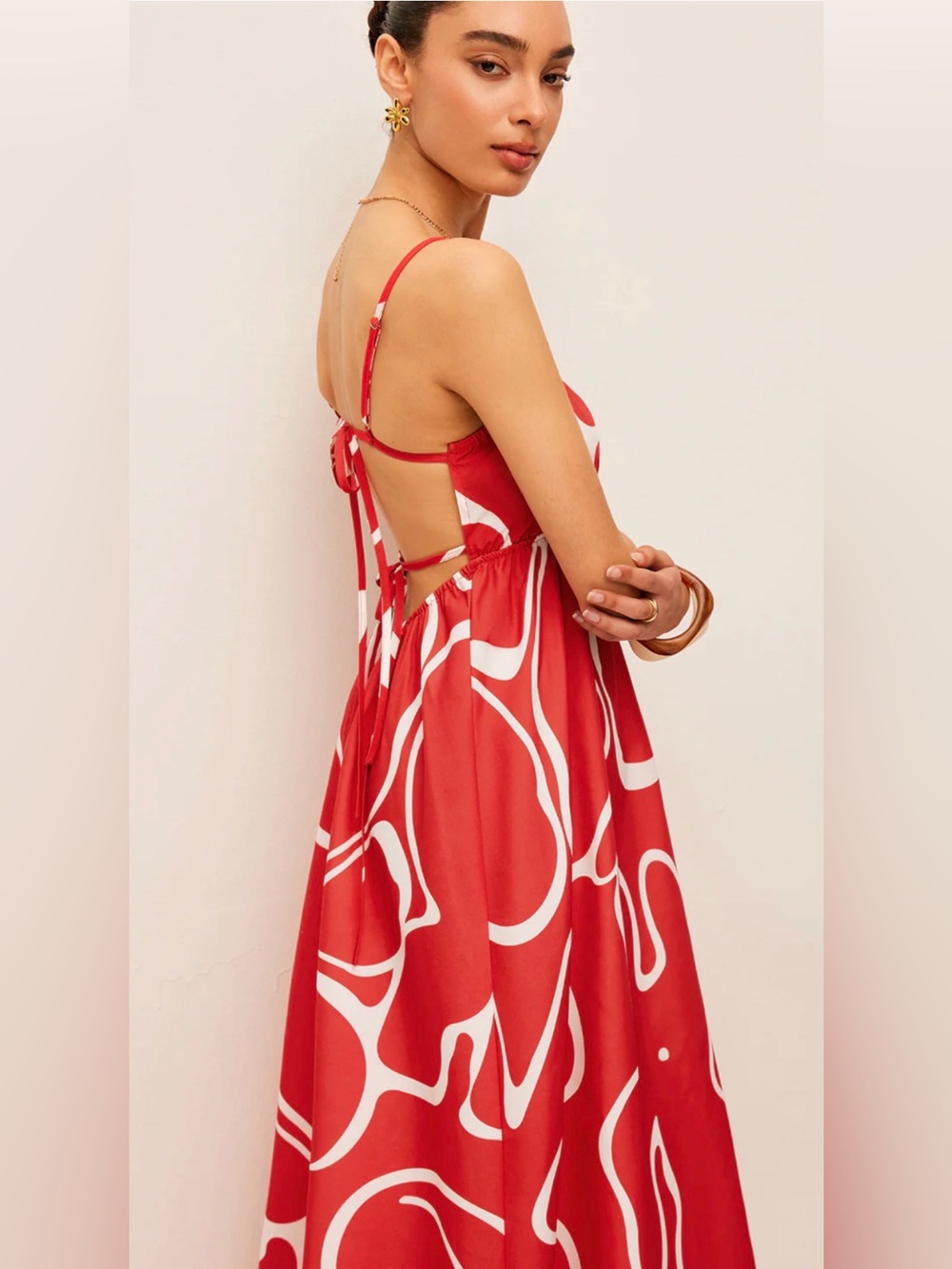 NWT Commense Red & White Maxi Dress - XS - Picture 3 of 10